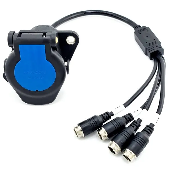 AgraConnect Blue - Spiralkabel und 2x Kamera Steckdose 4-Kanal AgraConnect Blue - Spiralkabel und 2x Kamera Steckdose 4-Kanal